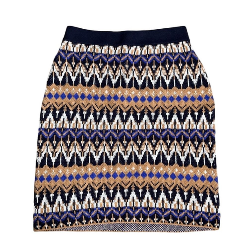 Anthropologie Geometric Knit Pencil Skirt - Black, Blue, Brown XL83